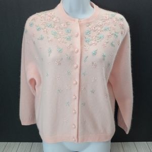 Vintage Barbara Lee FurBlend Floral Cardigan